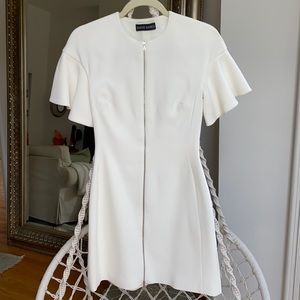 David Koma White Zip Dress